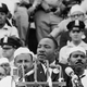 Martin Luther King Jr. gives his “I Have a Dream” speech to a crowd before the Lincoln Memorial during the Freedom March in Washington, DC, on August 28, 1963. The widely quoted speech became one of his most famous.